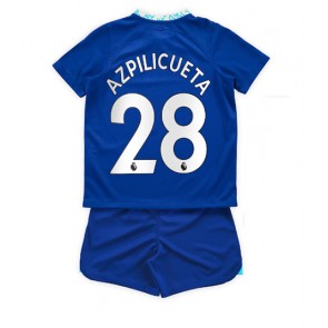 Chelsea Cesar Azpilicueta #28 kläder Barn 2022-23 Hemmatröja Kortärmad (+ korta byxor)